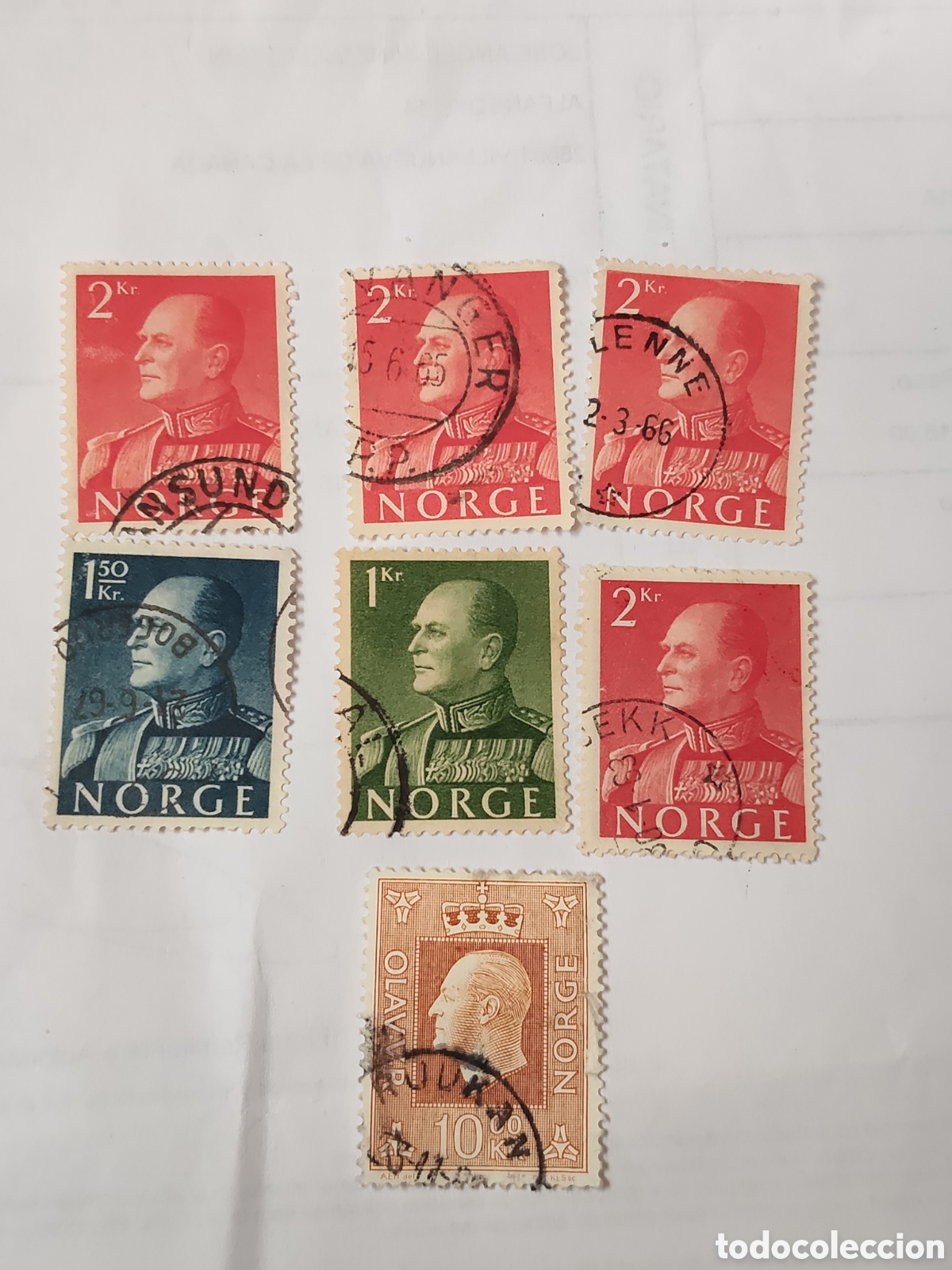 Sellos: 7 sellos de Noruega Rey Olav V 1959-70
