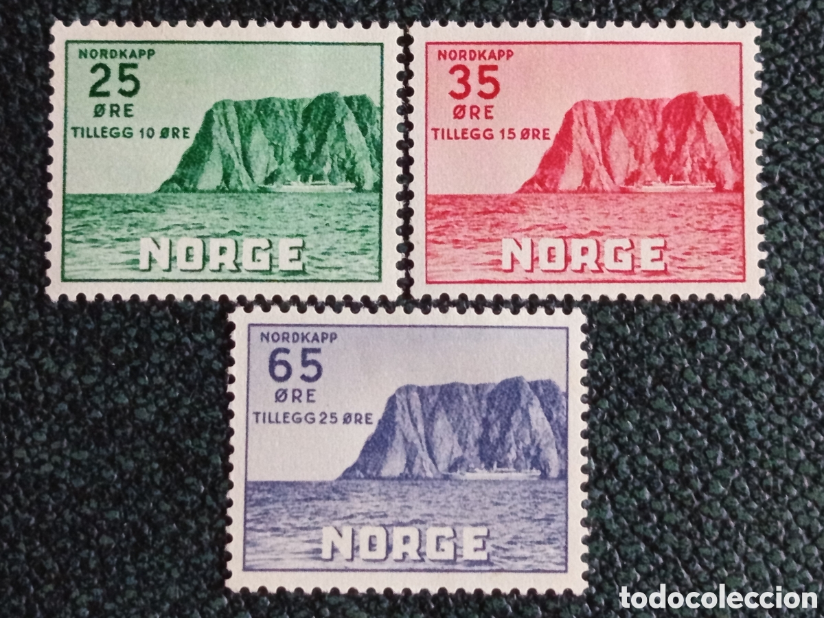 Sellos: Serie 3 Sellos Noruega 1957 Cabo Norte MH (Scott B59/B61)