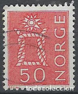 Sellos: NORUEGA 1962 - NUDO MARINO, ROJO - USADO