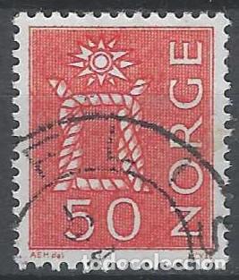 Sellos: NORUEGA 1962 - NUDO MARINO, ROJO - USADO