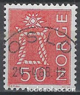 Sellos: NORUEGA 1962 - NUDO MARINO, ROJO - USADO