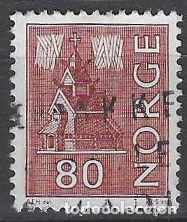 Sellos: NORUEGA 1972 - S.B&Aacute;SICA, CONSTRUCCI&Oacute;N, MARR&Oacute;N ROJIZO - USADO