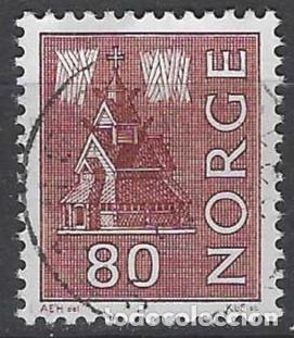 Sellos: NORUEGA 1972 - S.B&Aacute;SICA, CONSTRUCCI&Oacute;N, MARR&Oacute;N ROJIZO - USADO