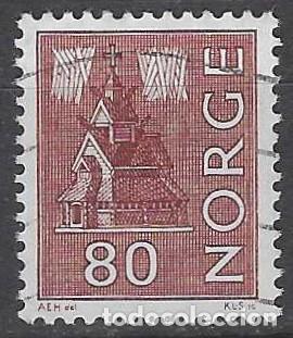 Sellos: NORUEGA 1972 - S.B&Aacute;SICA, CONSTRUCCI&Oacute;N, MARR&Oacute;N ROJIZO - USADO