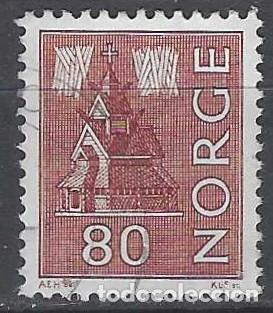 Sellos: NORUEGA 1972 - S.B&Aacute;SICA, CONSTRUCCI&Oacute;N, MARR&Oacute;N ROJIZO - USADO