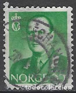 Sellos: NORUEGA 1958-59 - REY OLAV V, VERDE - USADO
