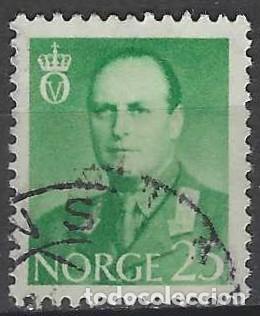Sellos: NORUEGA 1958-59 - REY OLAV V, VERDE - USADO