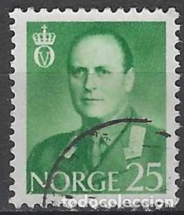Sellos: NORUEGA 1958-59 - REY OLAV V, VERDE - USADO