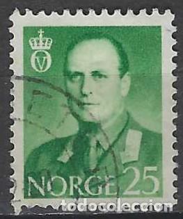 Sellos: NORUEGA 1958-59 - REY OLAV V, VERDE - USADO
