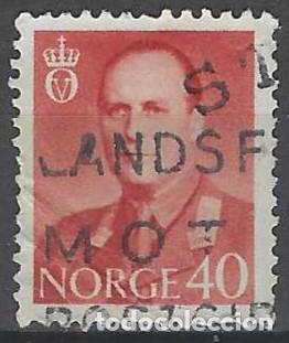 Sellos: NORUEGA 1958-59 - REY OLAV V, ROJO PARDUZCO - USADO