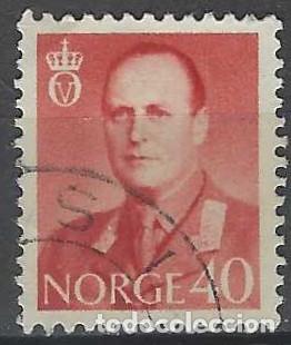 Sellos: NORUEGA 1958-59 - REY OLAV V, ROJO PARDUZCO - USADO