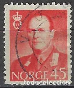 Sellos: NORUEGA 1958-59 - REY OLAV V, ROJO - USADO