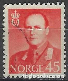 Sellos: NORUEGA 1958-59 - REY OLAV V, ROJO - USADO