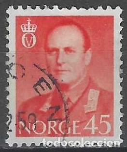 Sellos: NORUEGA 1958-59 - REY OLAV V, ROJO - USADO