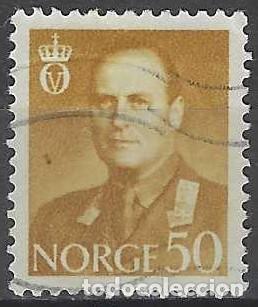 Sellos: NORUEGA 1959-60 - REY OLAV V, MARR&Oacute;N AMARILLENTO - USADO