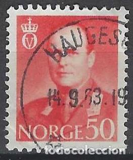Sellos: NORUEGA 1962 - REY OLAV V, ROJO - USADO