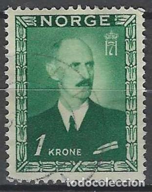 Sellos: NORUEGA 1946 - REY HAAKON VII, VERDE - USADO