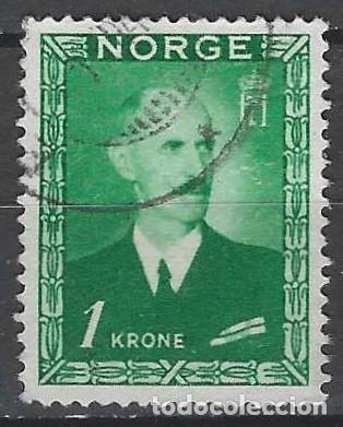 Sellos: NORUEGA 1946 - REY HAAKON VII, VERDE - USADO