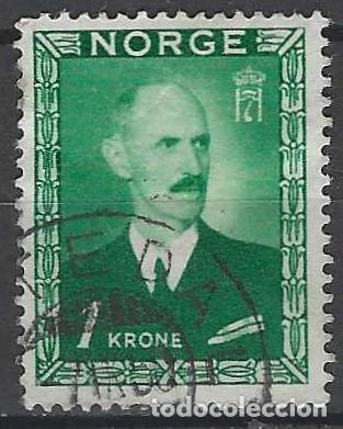 Sellos: NORUEGA 1946 - REY HAAKON VII, VERDE - USADO