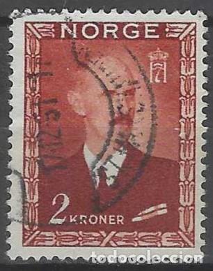 Sellos: NORUEGA 1946 - REY HAAKON VII, ROJO PARDUZCO - USADO