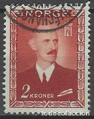 Sellos: NORUEGA 1946 - REY HAAKON VII, ROJO PARDUZCO - USADO