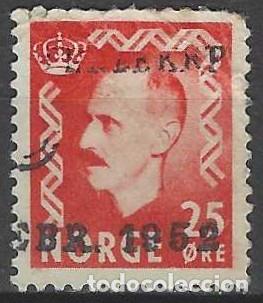 Sellos: NORUEGA 1950-51 - REY HAAKON VII, ROJO - USADO