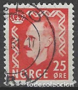 Sellos: NORUEGA 1950-51 - REY HAAKON VII, ROJO - USADO