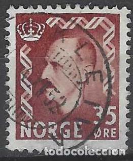 Sellos: NORUEGA 1950-51 - REY HAAKON VII, MARR&Oacute;N ROJIZO - USADO