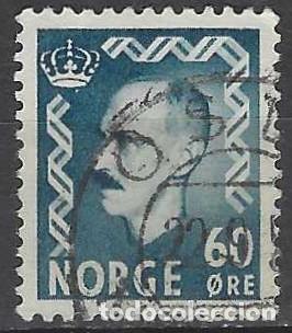 Sellos: NORUEGA 1950-51 - REY HAAKON VII, AZUL VERDOSO - USADO
