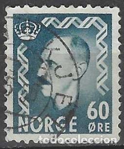 Sellos: NORUEGA 1950-51 - REY HAAKON VII, AZUL VERDOSO - USADO