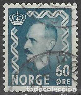 Sellos: NORUEGA 1950-51 - REY HAAKON VII, AZUL VERDOSO - USADO
