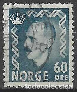 Sellos: NORUEGA 1950-51 - REY HAAKON VII, AZUL VERDOSO - USADO