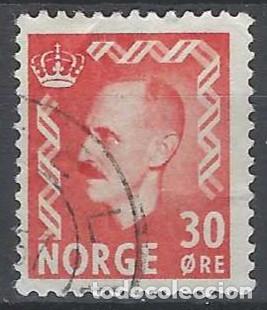 Sellos: NORUEGA 1951-52 - REY HAAKON VII, ROJO - USADO