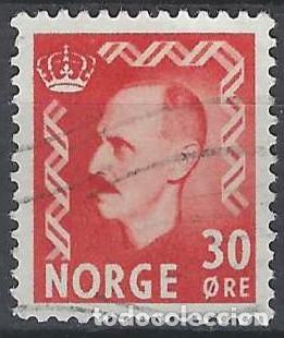 Sellos: NORUEGA 1951-52 - REY HAAKON VII, ROJO - USADO