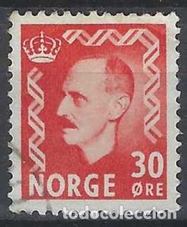 Sellos: NORUEGA 1951-52 - REY HAAKON VII, ROJO - USADO