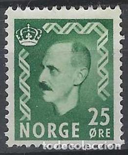 Sellos: NORUEGA 1955-56 - REY HAAKON VII, VERDE - MSG