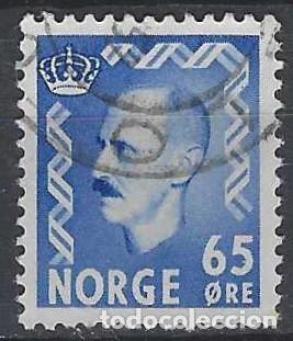 Sellos: NORUEGA 1955-56 - REY HAAKON VII, AZUL MARINO - USADO