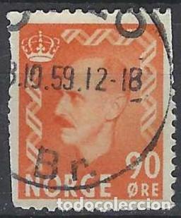 Sellos: NORUEGA 1955-56 - REY HAAKON VII, AMARILLO ANARANJADO - USADO