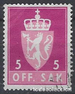 Sellos: NORUEGA 1955-74 - S.OFICIAL, ESCUDO NACIONAL, P&Uacute;RPURA - USADO