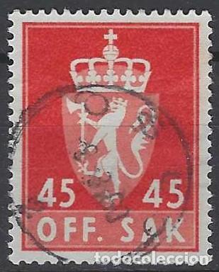 Sellos: NORUEGA 1955-74 - S.OFICIAL, ESCUDO NACIONAL, ROJO - USADO