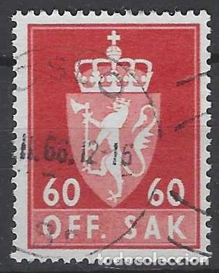 Sellos: NORUEGA 1955-74 - S.OFICIAL, ESCUDO NACIONAL, ROJO - USADO
