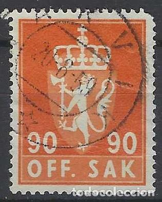 Sellos: NORUEGA 1955-74 - S.OFICIAL, ESCUDO NACIONAL, NARANJA AMARILLENTO - USADO