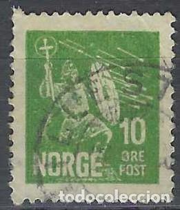Sellos: NORUEGA 1930 - 9&ordm; CENTENARIO DE LA MUERTE DE SAN OLAV, VERDE - USADO