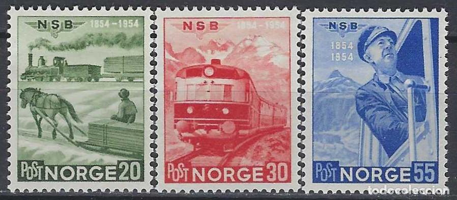 Sellos: NORUEGA 1954 - 50&ordm; ANIV. DE LOS FERROCARRILES NORUEGOS, S.COMPLETA - MH*