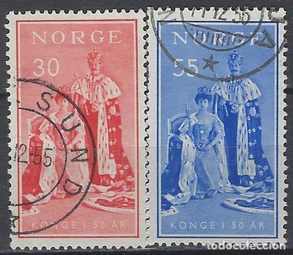 Sellos: NORUEGA 1955 - 50&ordm; ANIV. DEL REINADO DE KAAKON VII, S.COMPLETA - USADOS