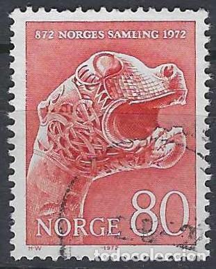 Sellos: NORUEGA 1972 - 1.100 ANIV. DE LA UNIFICACI&Oacute;N DE NORUEGA, CABEZA DE ANIMAL DE OSENBERG- USADO