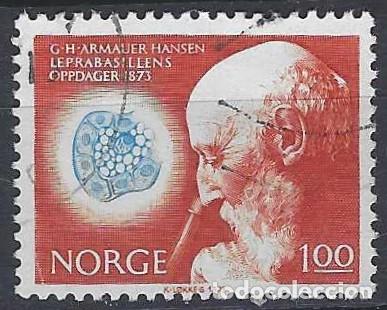 Timbres: NORUEGA 1973 - CENTENARIO DEL DESCUBRIMIENTO DE LA BACTERIA DE LA LEPRA - USADO