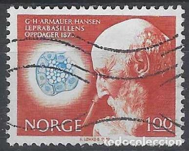 Sellos: NORUEGA 1973 - CENTENARIO DEL DESCUBRIMIENTO DE LA BACTERIA DE LA LEPRA - USADO