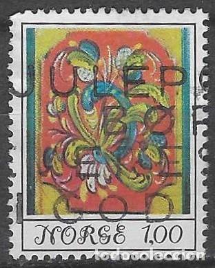 Sellos: NORUEGA 1974 - ARTESAN&Iacute;A POPULAR, PUERTA DE ARMARIO - USADO