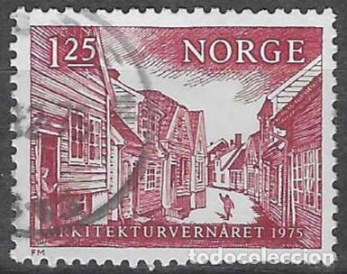 Sellos: NORUEGA 1975 - A&Ntilde;O EUROPEO DE PROTECCI&Oacute;N DE EDIFICIOS, ANTIGUAS CALLES DE STAVANGER - USADO